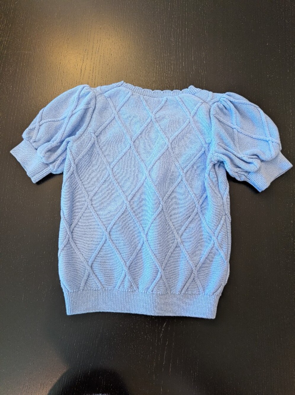 Janie and Jack Light Blue Knit Puff Sleeve Sweater Top - Picture 6 of 7